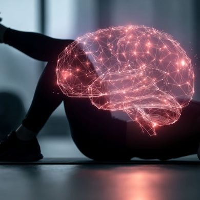This shows a person doing sit-ups and a brain.