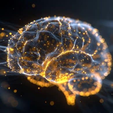 This shows a glowing brain.