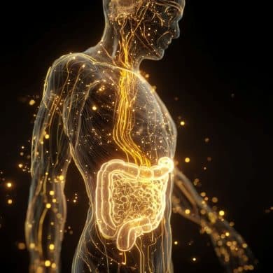 This shows the outline of a person and the gut-bran axis.