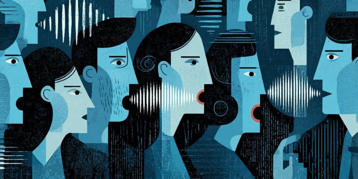 This shows people and robots talking.