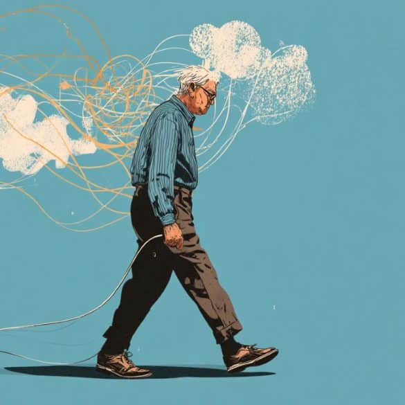 This shows an older person walking in a stoop.