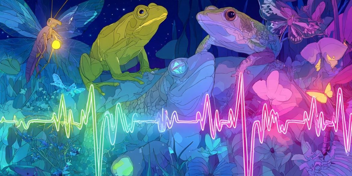 This shows frogs and insects.