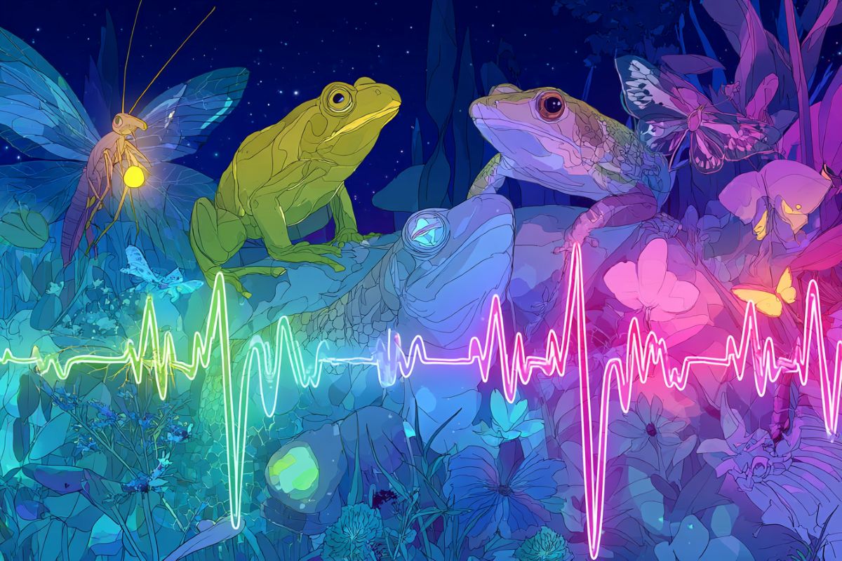 This shows frogs and insects.