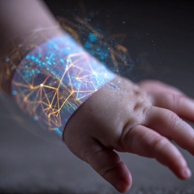 This shows a baby's hand and wrist monitor.