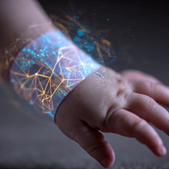 This shows a baby's hand and wrist monitor.