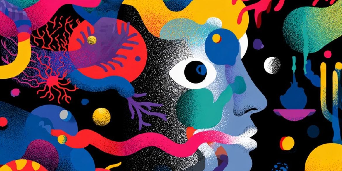 This shows a head surrounded by bright colors.