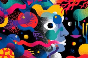 This shows a head surrounded by bright colors.