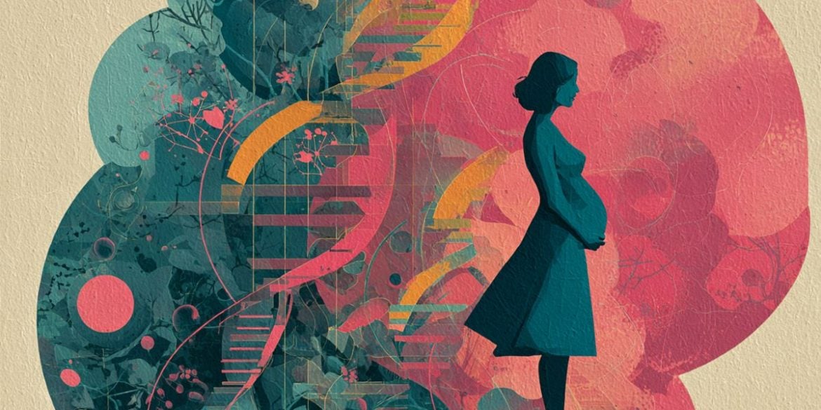 This shows a pregnant woman, pills and DNA.