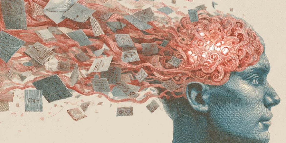 This shows a head and letters flying.