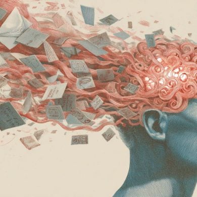 This shows a head and letters flying.