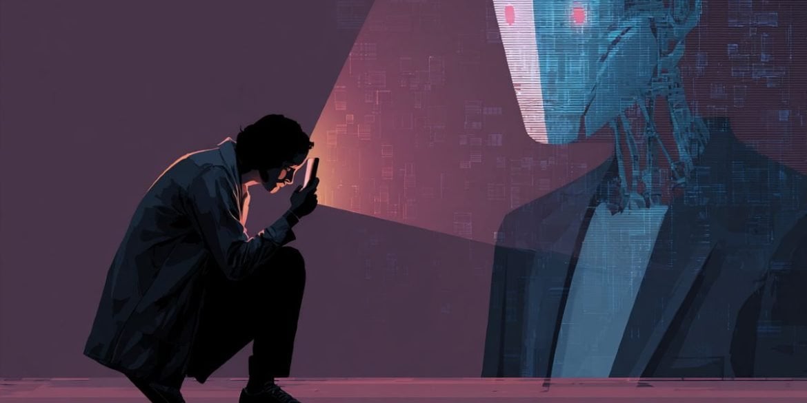 This shows a robotic looking person, representing a chatbot.