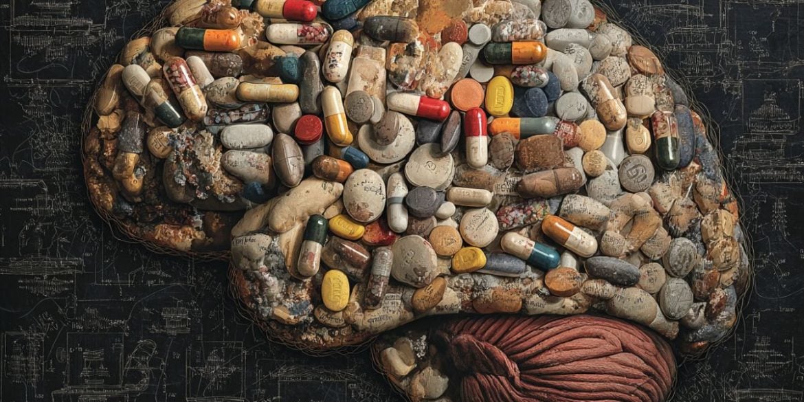 This shows a brain made of pills.