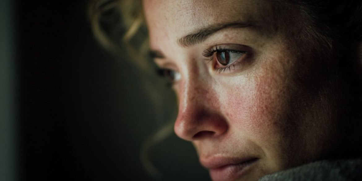 This shows an upset woman.