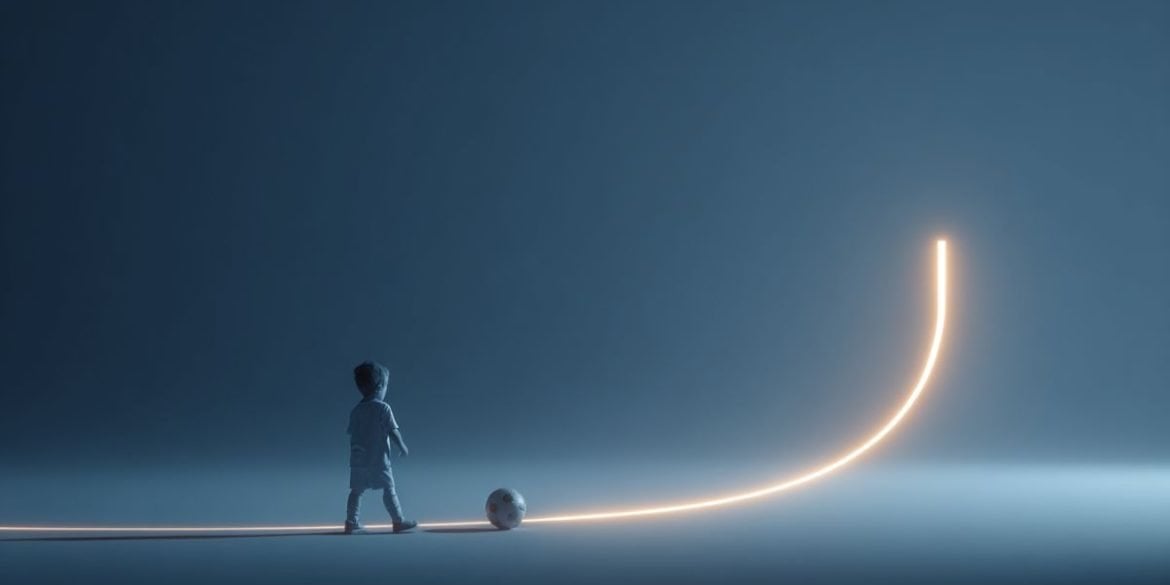 This shows a toddler kicking a soccer ball.