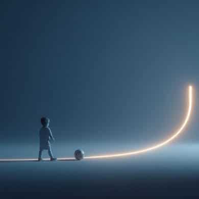 This shows a toddler kicking a soccer ball.