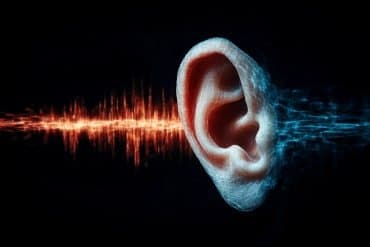 This shows a ear and sound waves.