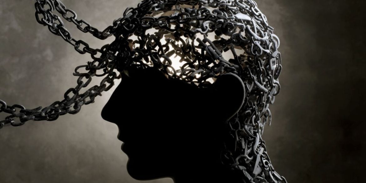 This shows a head made of chains.