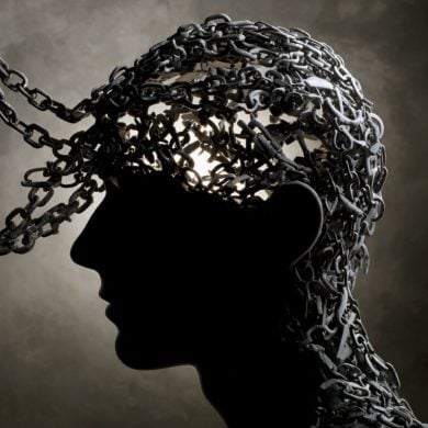 This shows a head made of chains.