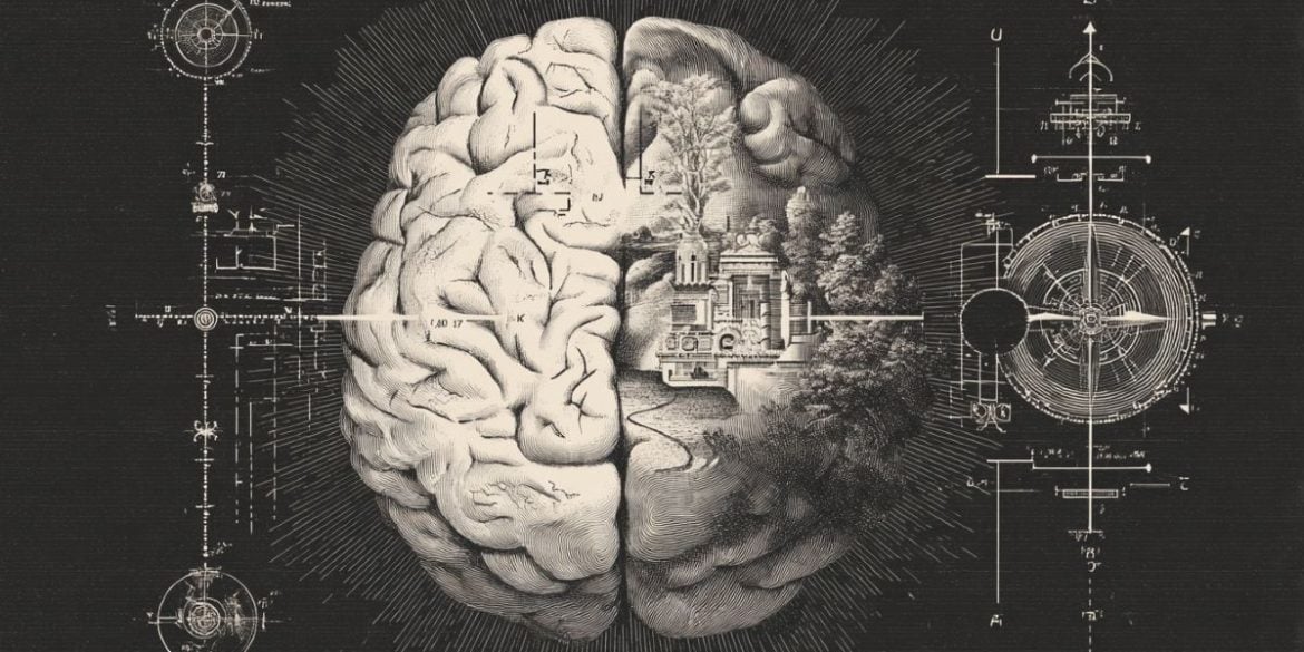 This shows a brain and a compass rose.