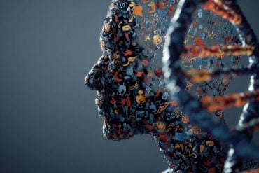 This shows the outline of a head and DNA.