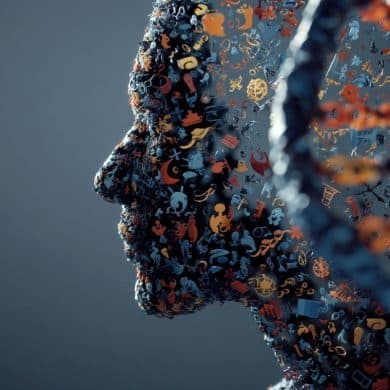 This shows the outline of a head and DNA.