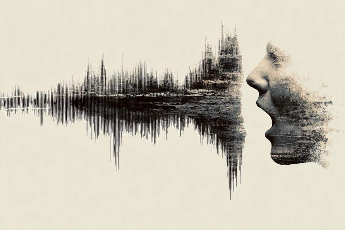This shows soundwaves and a person's face.