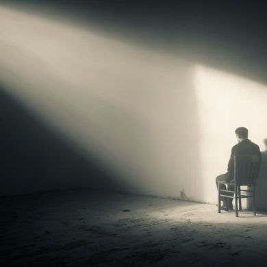 This shows a person sitting alone.