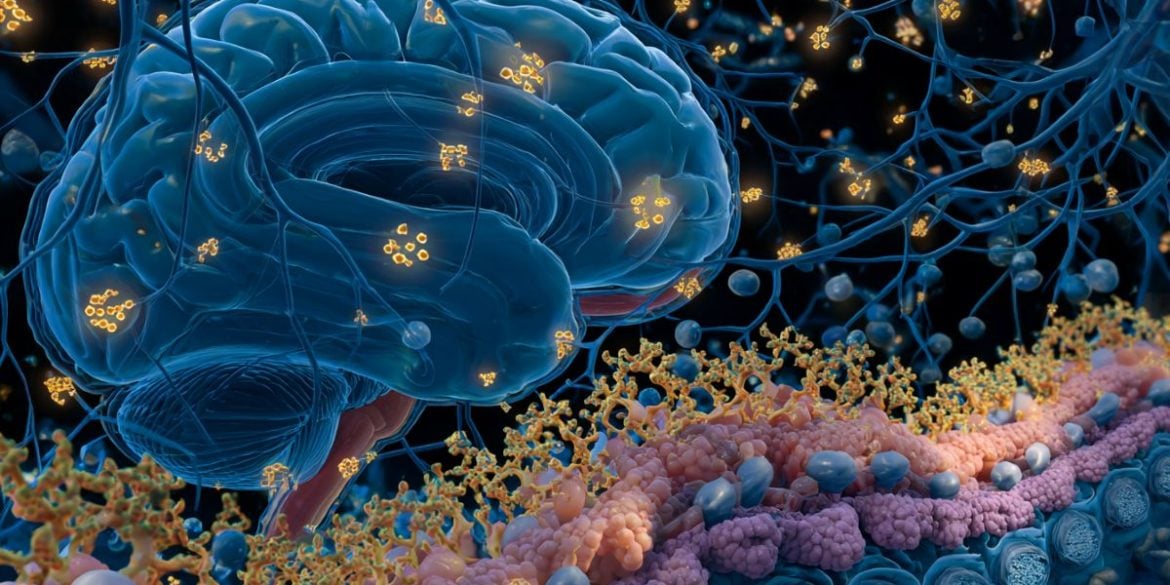 This shows a brain and gut bacteria.