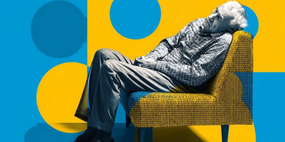 This shows an older person napping in a chair.