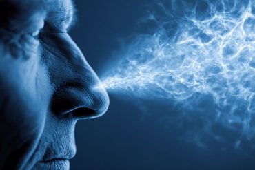 This shows an older man's nose surrounded by a mist.