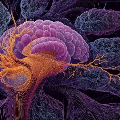 This shows a vivid colored brain.