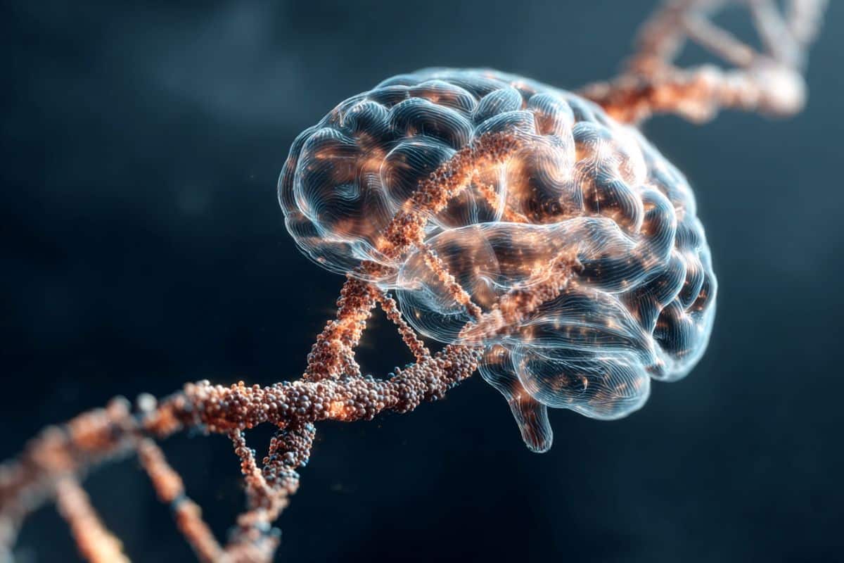 This shows DNA and a brain.