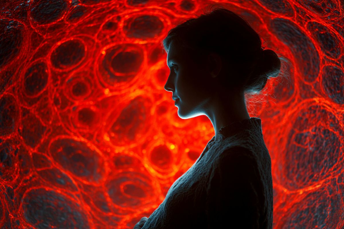 This shows a pregnant women and cells.