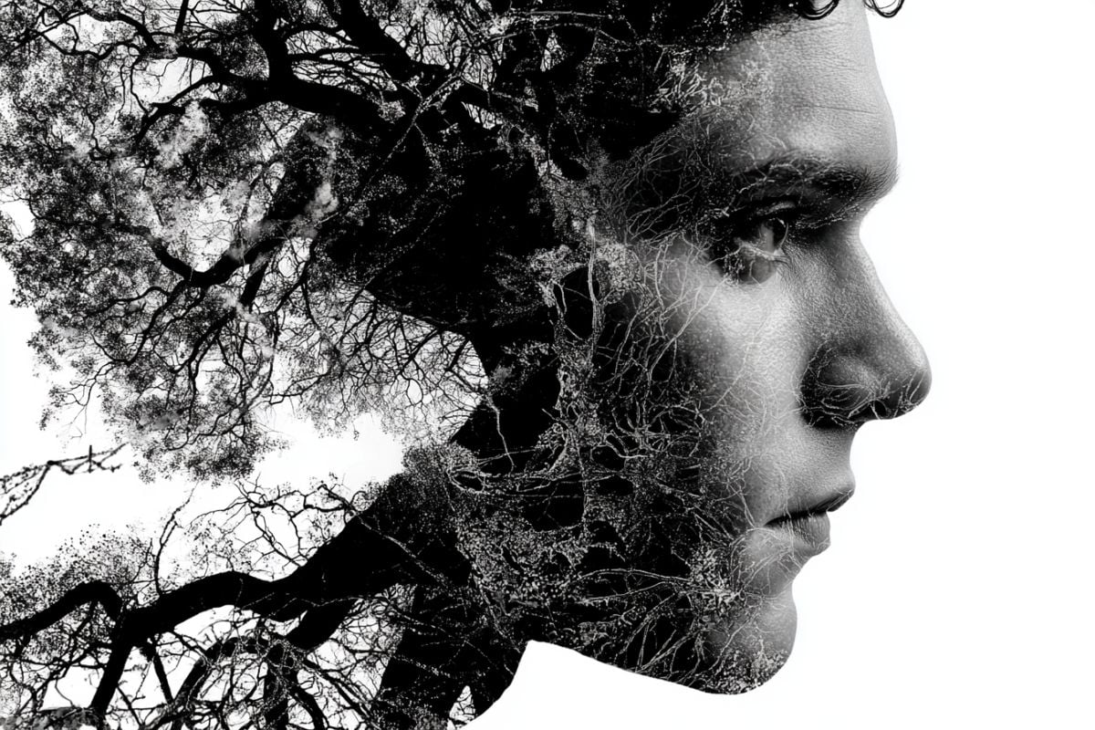 This shows a person's head and neurons coming out.