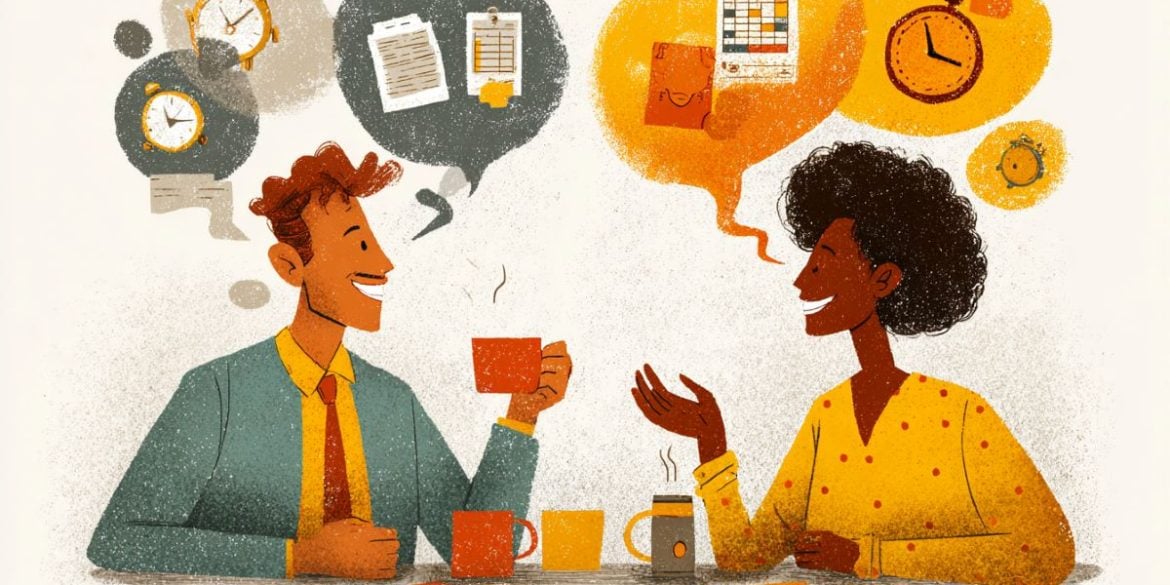 This shows two people talking.