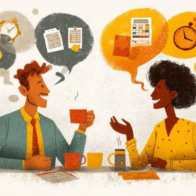 This shows two people talking.