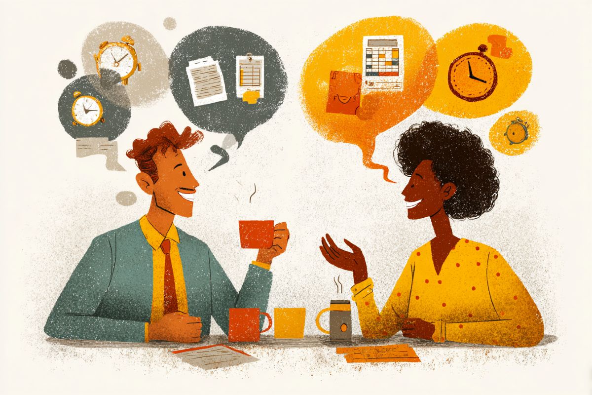 This shows two people talking.