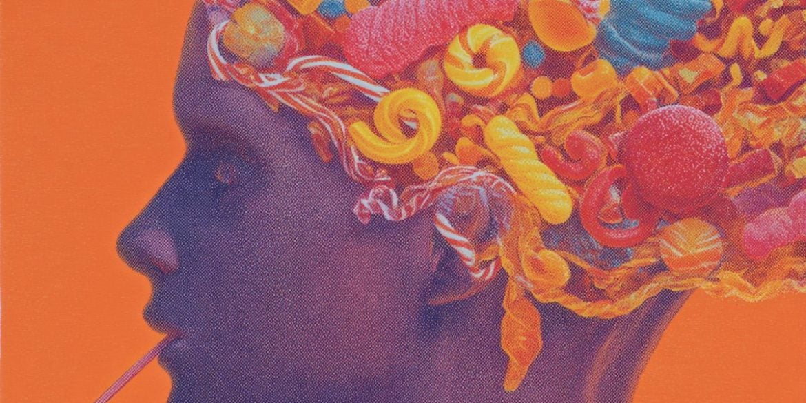 This shows a head and a brain made of food.