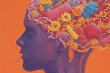 This shows a head and a brain made of food.