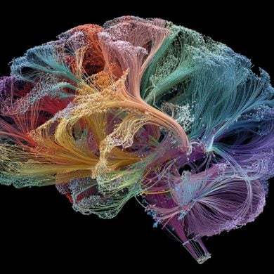 This shows a connectome view of a human brain.