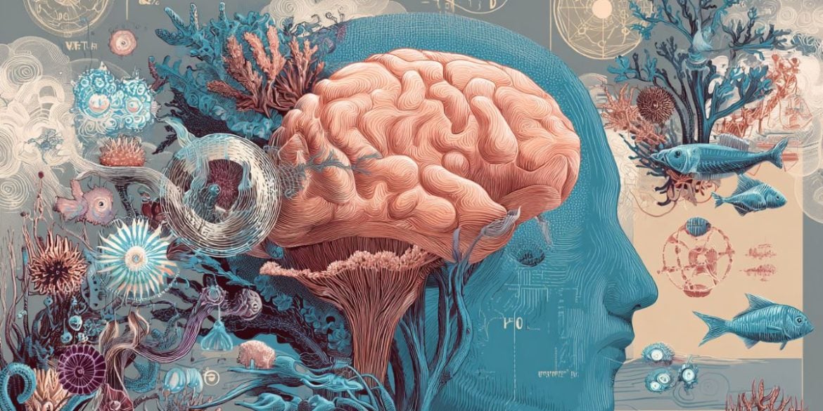 This shows a head, a brain, and recalled abstract images.