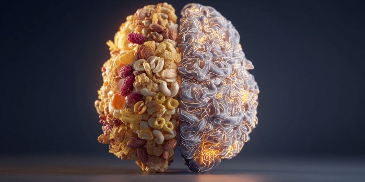 This shows a brain made of food.