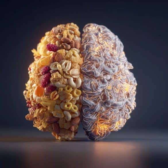 This shows a brain made of food.