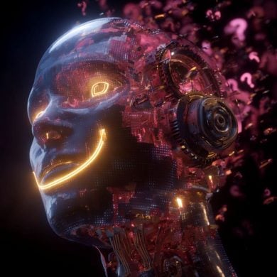 This shows a smiling robot head.