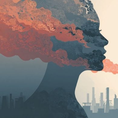 This shows a head and smokestacks.