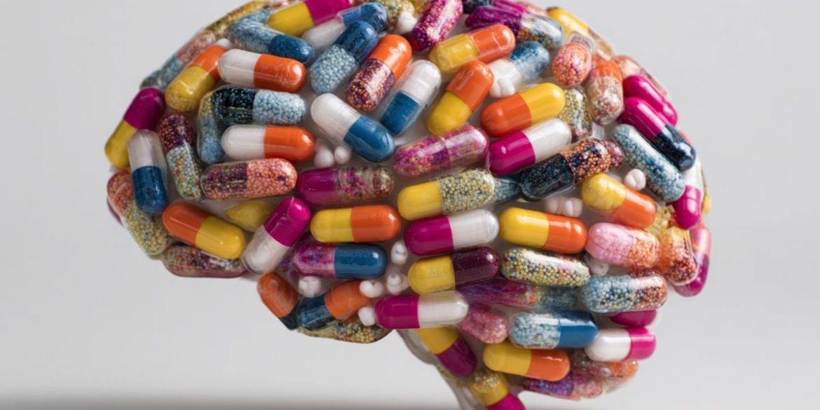 This shows a brain made of pills.
