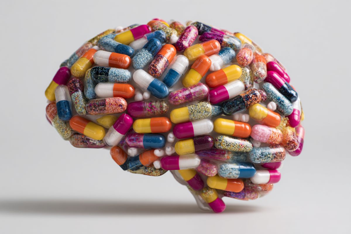 This shows a brain made of pills.