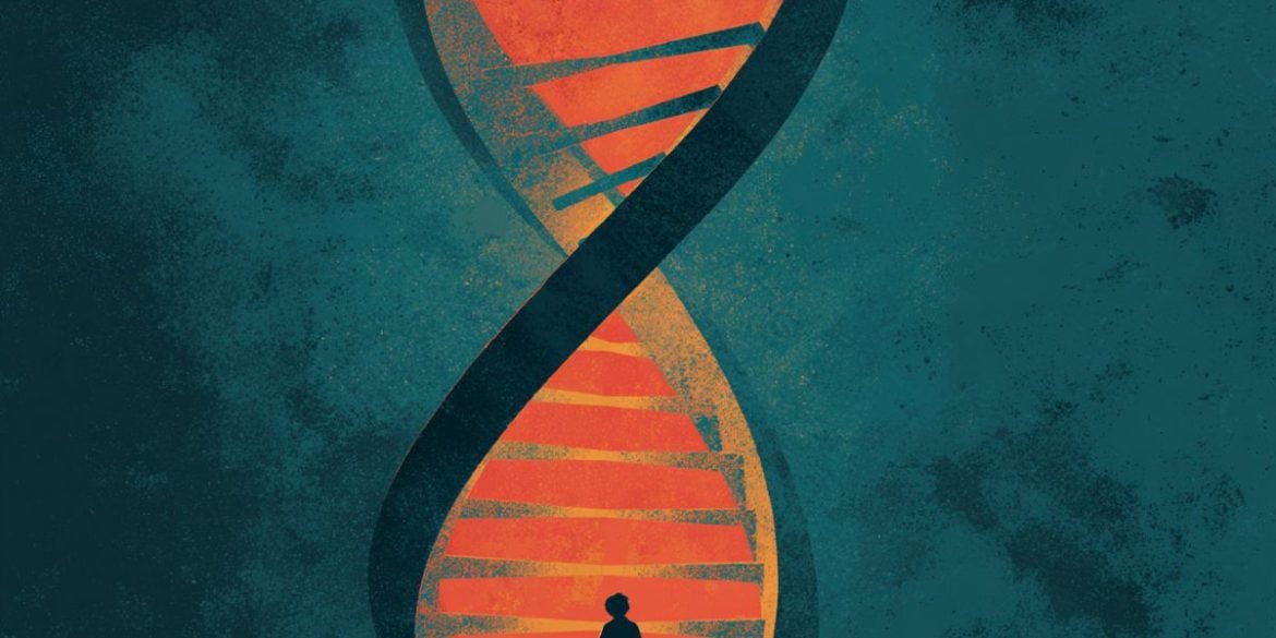 This shows DNA and a shadow of a child.