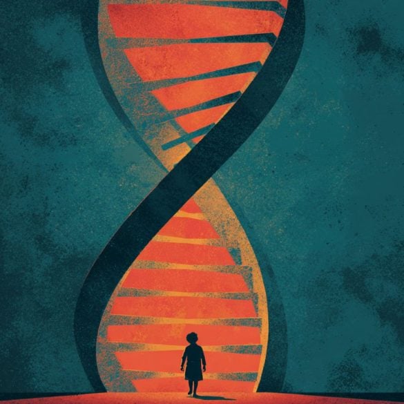 This shows DNA and a shadow of a child.