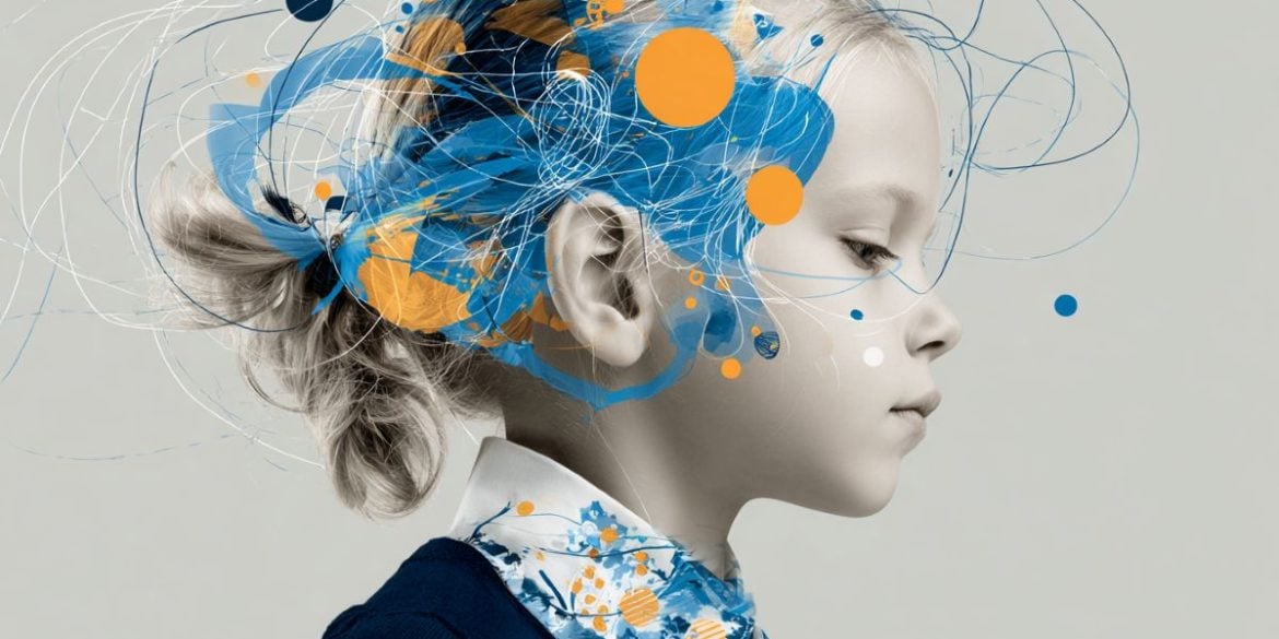 This shows a young girl's head and brain waves.